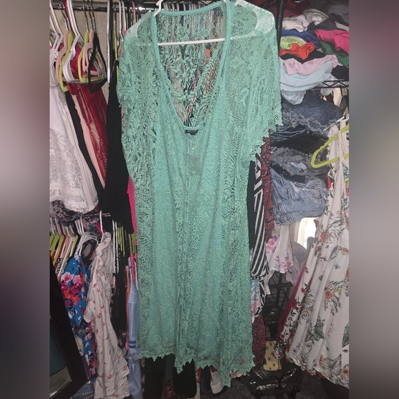 🍂🍁Nwot Torrid 2x Mini Lace Button-Front Shirt Dress - Picture 2 of 4